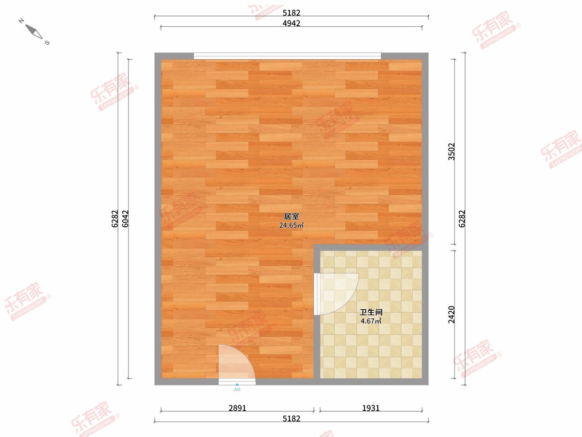 星河盛境都荟大厦 1房0厅1卫0厨0阳38.0m² 东南