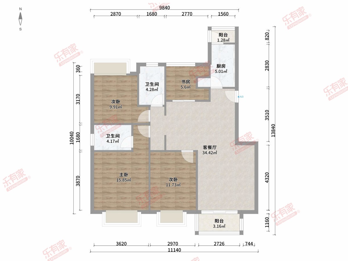 碧海云天花园 4房2厅2卫1厨2阳122.0m² 南