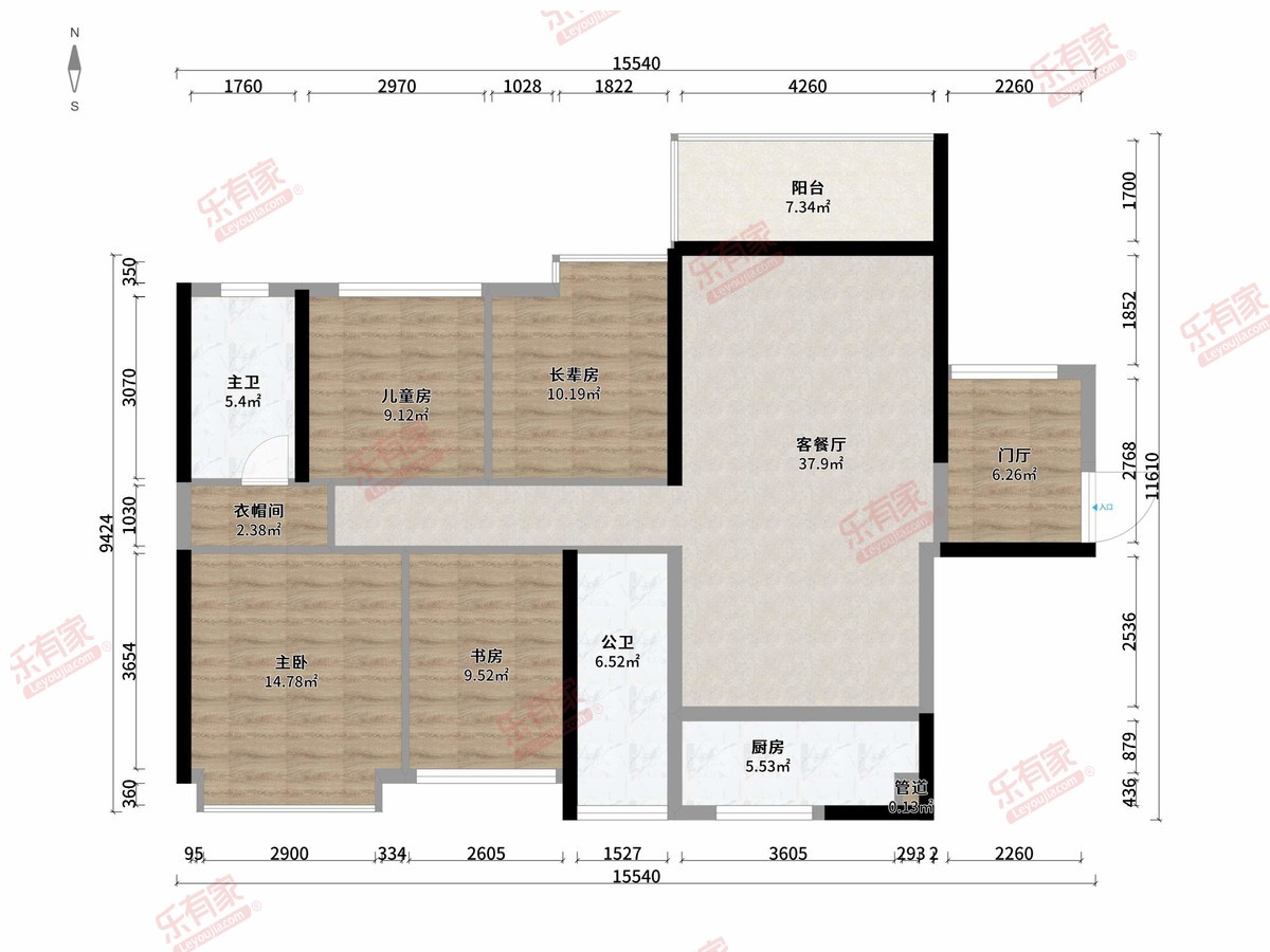 碧海云天花园 4房2厅2卫1厨1阳134.0m² 南