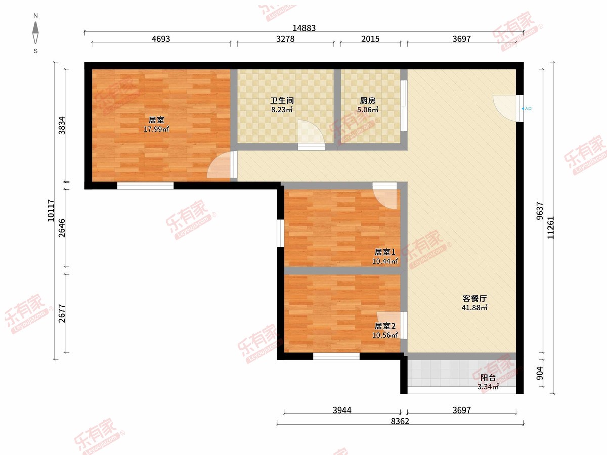 德盛楼 3房2厅1卫 100㎡