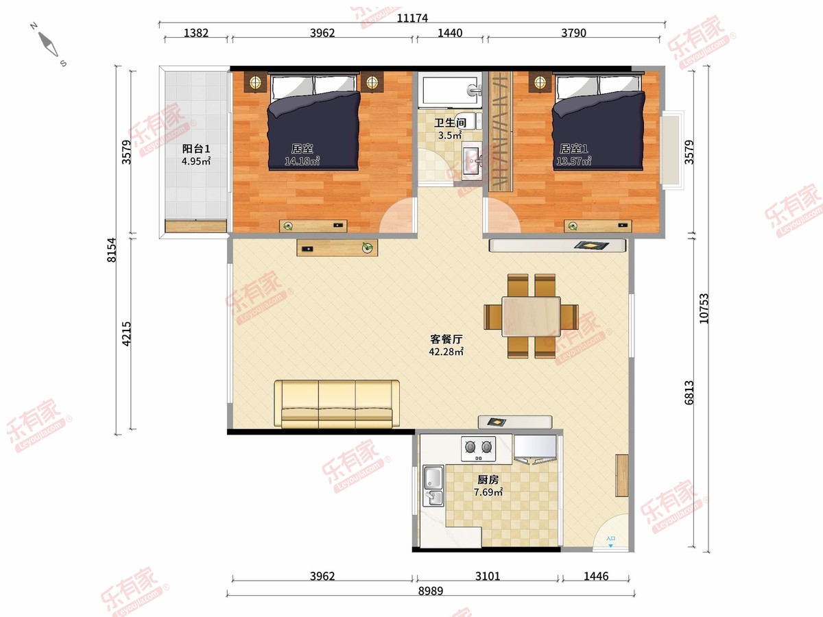 雅居乐万象郡二期 2房2厅1卫 78.92㎡-中山雅居乐万象郡二期租房