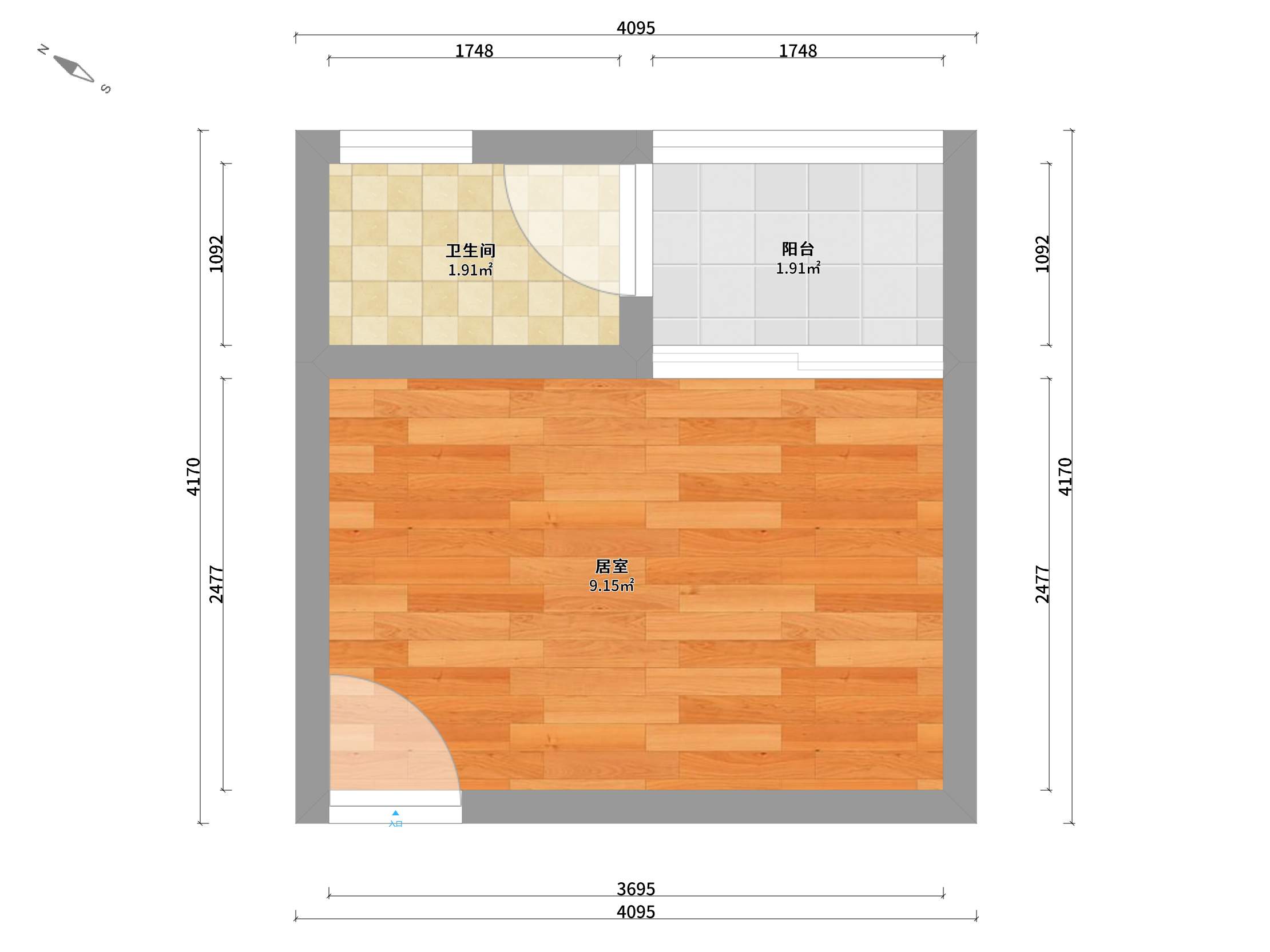 AB大院 1房0厅1卫 18㎡-深圳AB大院租房