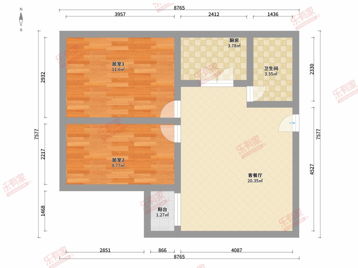 锦绣华庭 2房2厅1卫 51㎡