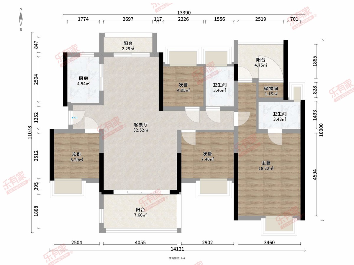 深业云筑 5房2厅2卫 143㎡