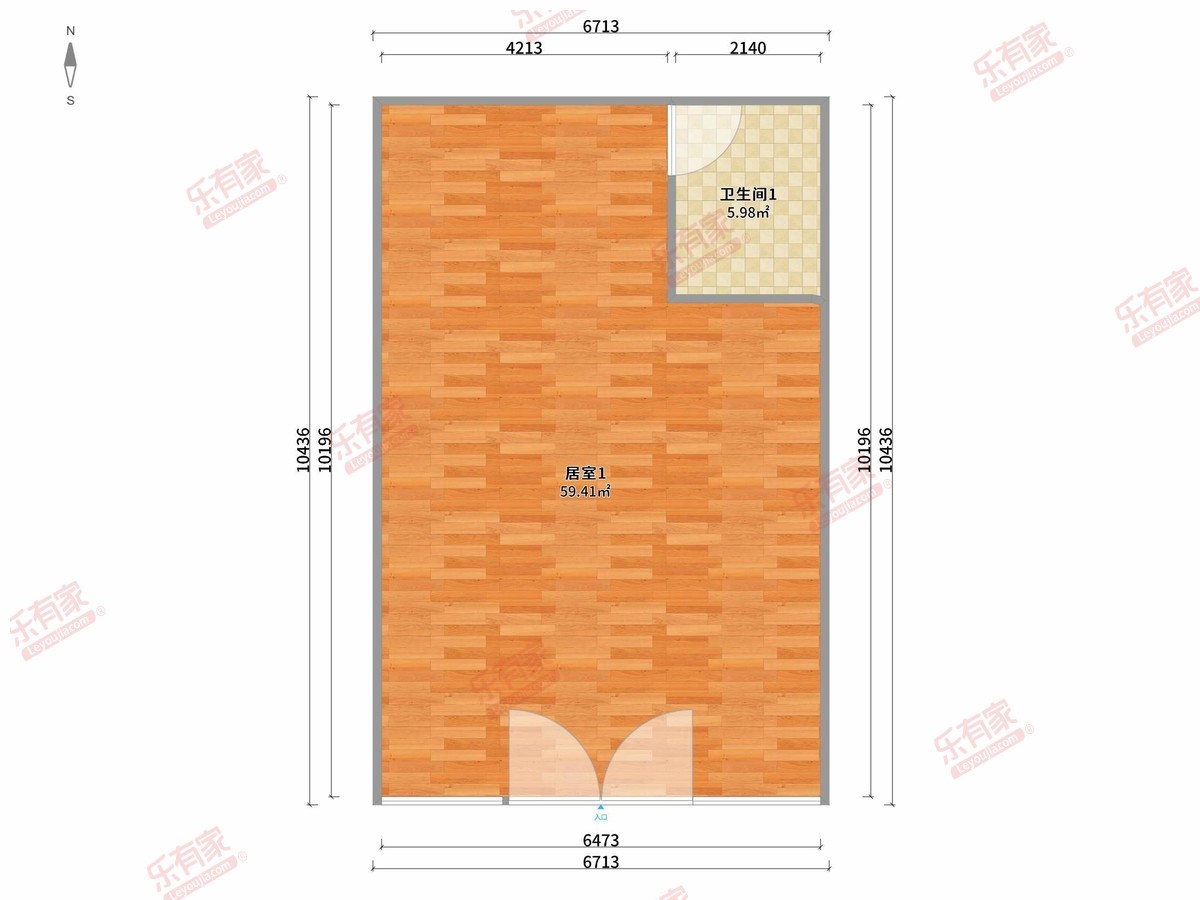 中国铁建环球中心 1房0厅1卫0厨0阳83.5m² 北
