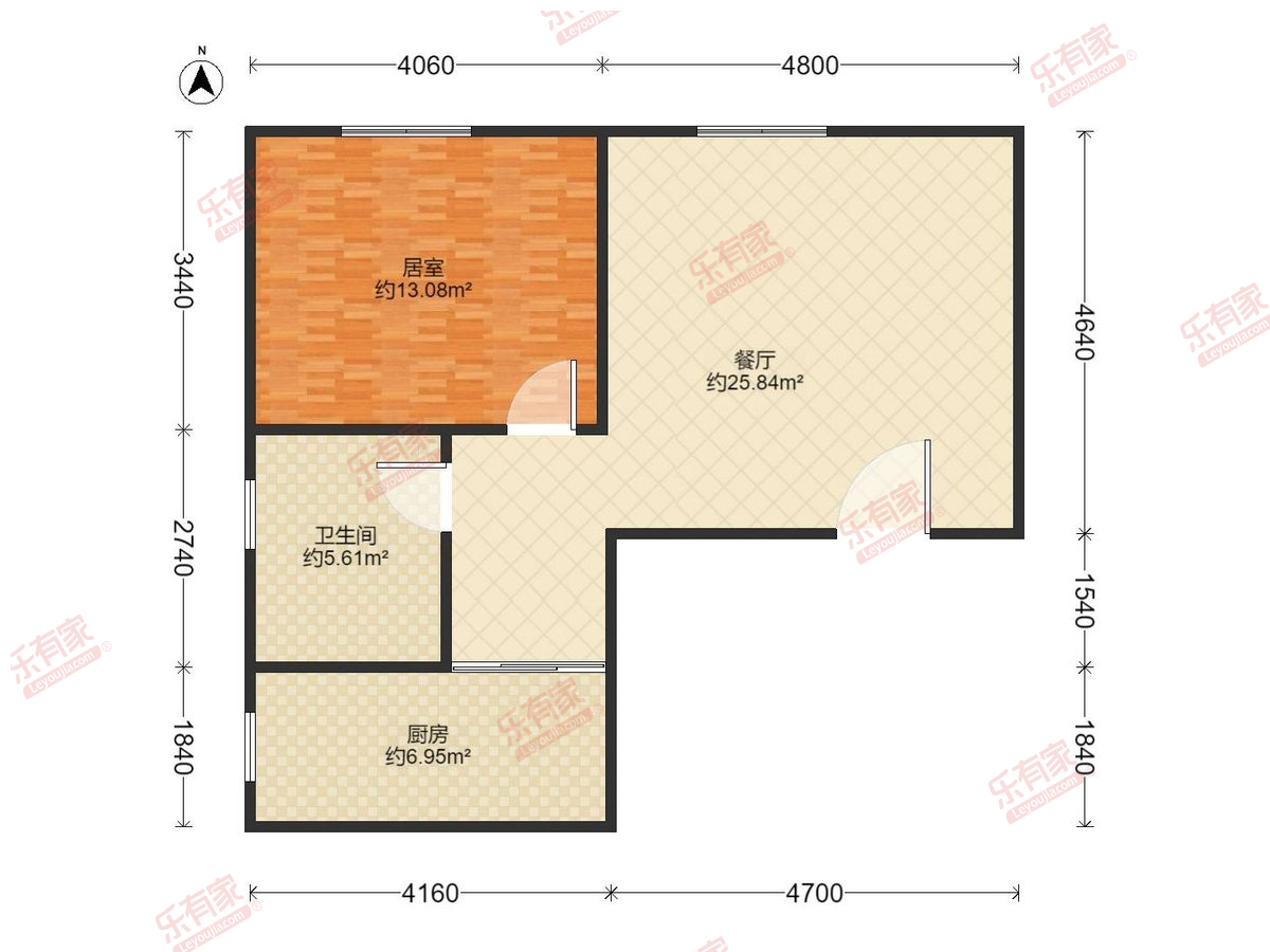 敏捷尚品商务中心 1房1厅1卫1厨0阳80.0m² 北 1