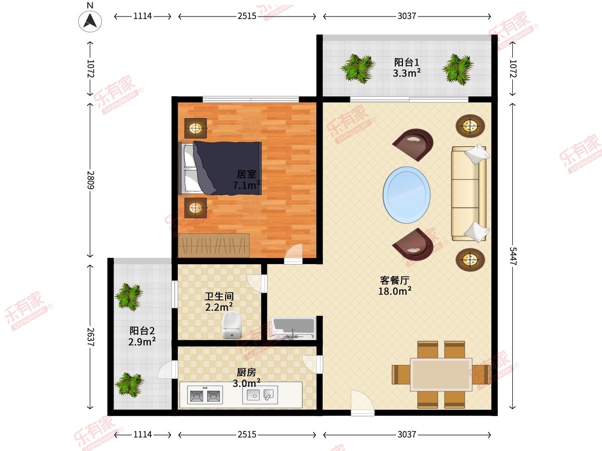 置地逸轩 1房2厅1卫 45.81㎡-珠海置地逸轩租房