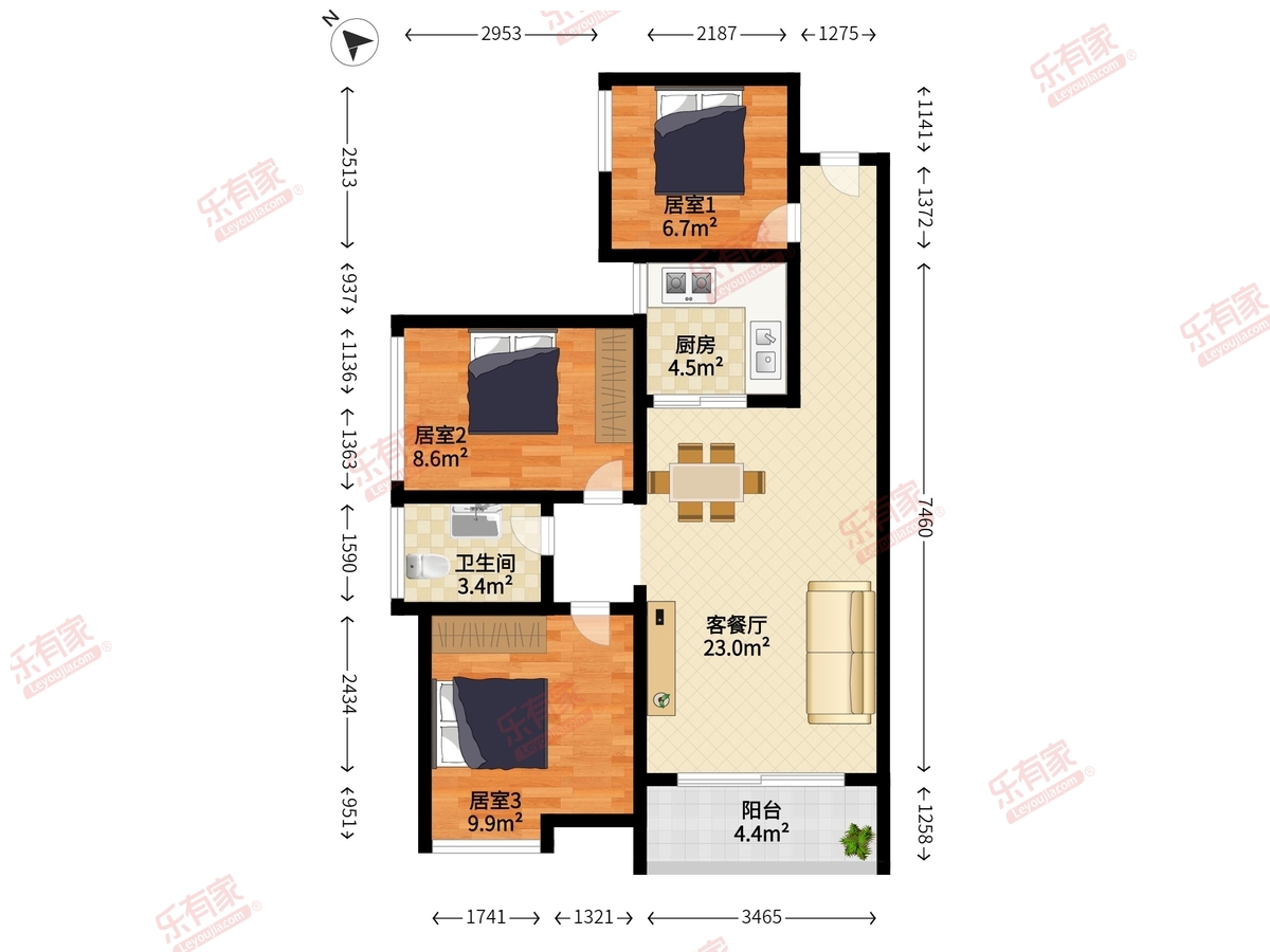 鸿荣源壹成中心花园5区 3房2厅1卫 71㎡-江门鸿荣源壹成中心花园5区租房