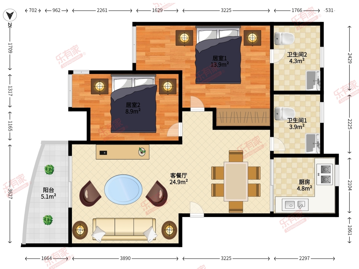 帝豪碧湖花园 2房2厅2卫 80㎡-佛山帝豪碧湖花园二手房