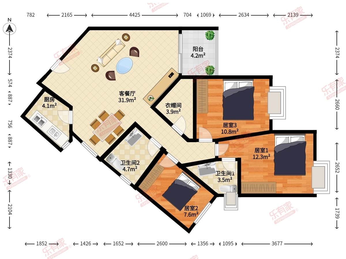 台湾花园(福田) 东北 普装 3室 2厅 109m² 