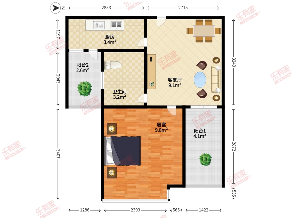 兴达华府 1房2厅1卫 42.9㎡-佛山兴达华府租房