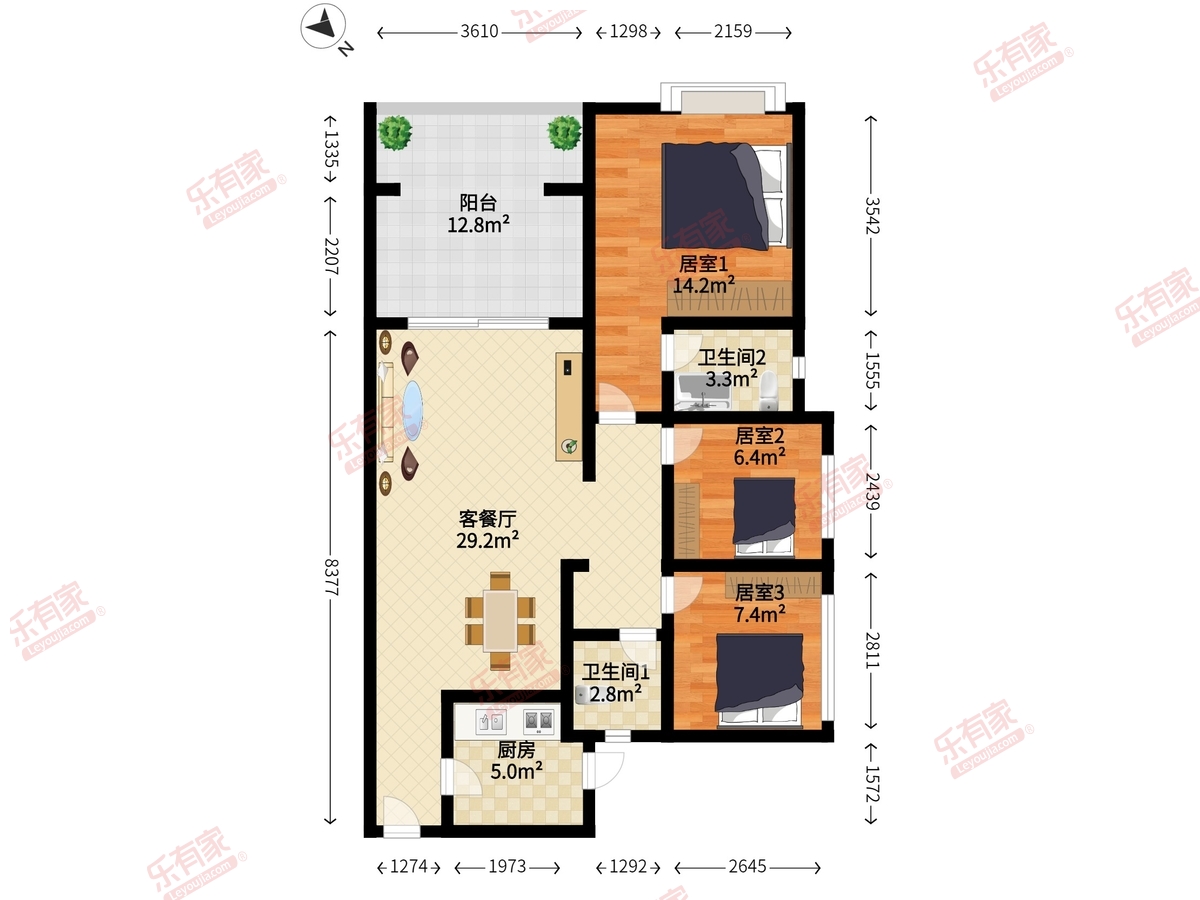 龙光城北区四期精装3室2厅91m²-佛山龙光城北区四期租房