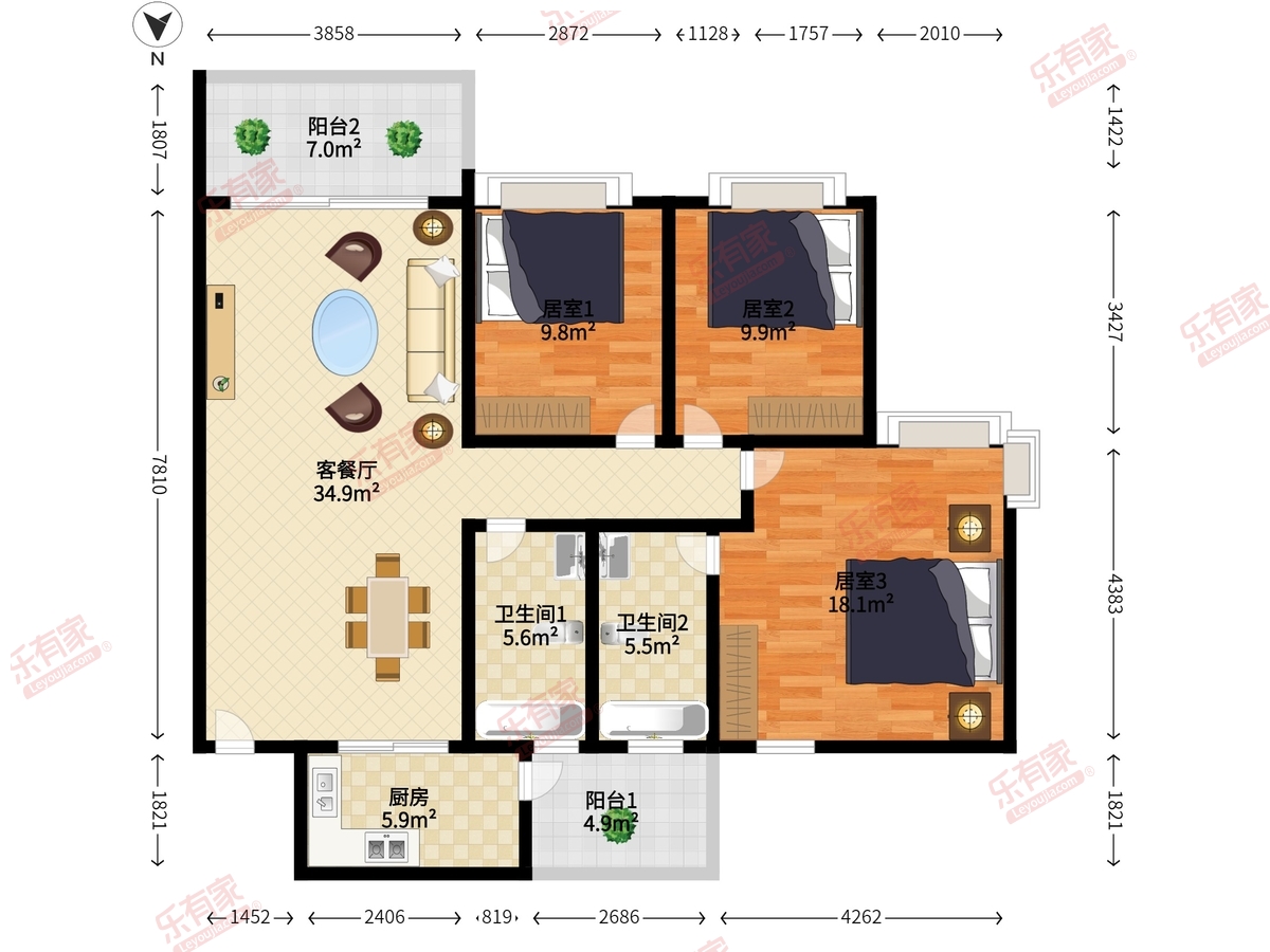 纯水岸 3房2厅2卫 121.15㎡-惠州纯水岸租房