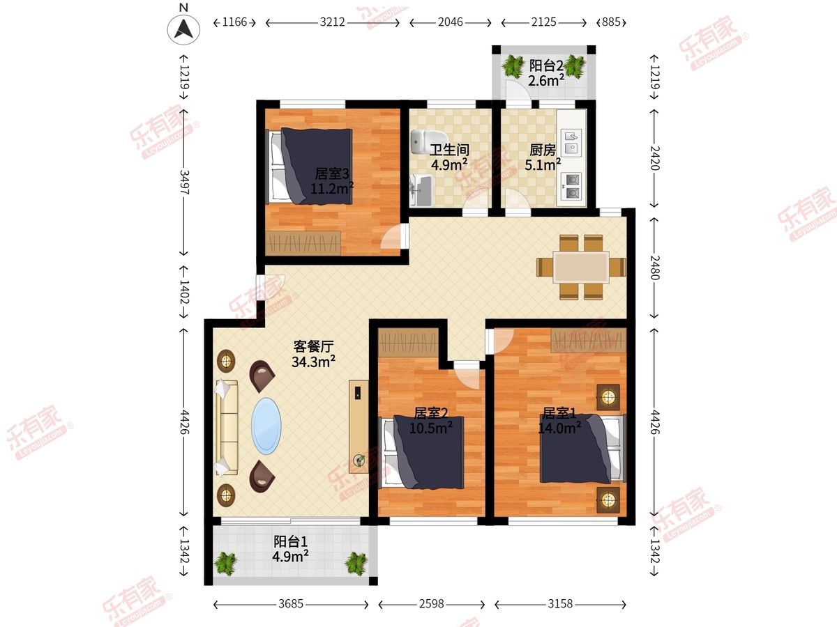 梅林关口汇龙苑小区精装三房诚心出售