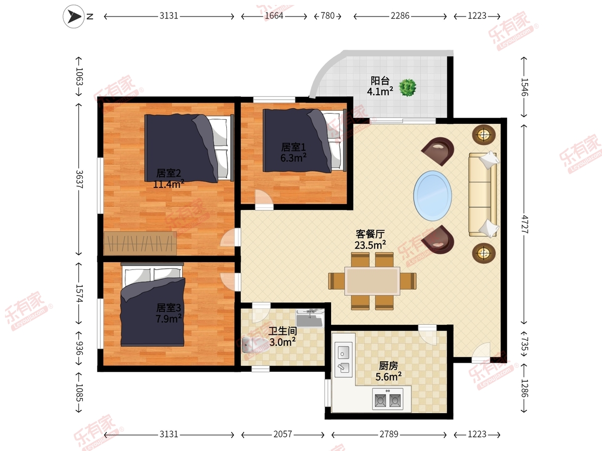 桃源村 3房2厅1卫 71㎡-东莞桃源村租房