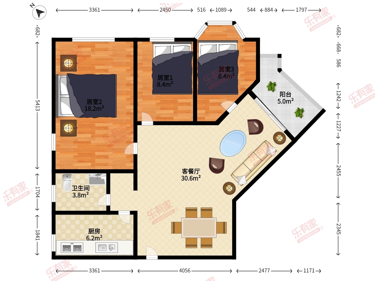 中山花园 3房2厅1卫 101㎡-深圳中山花园租房