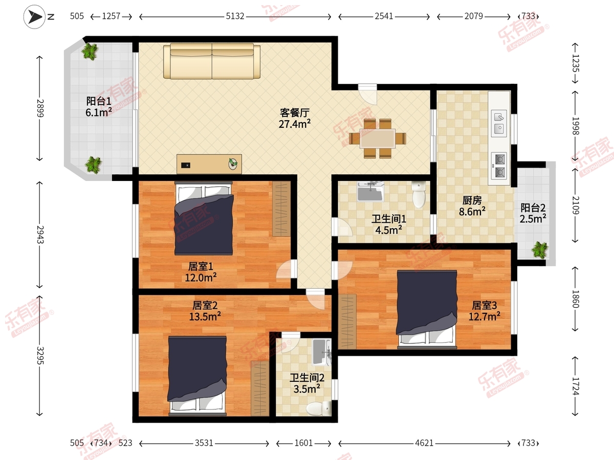 景梅新村 3房2厅2卫 99㎡-深圳景梅新村租房