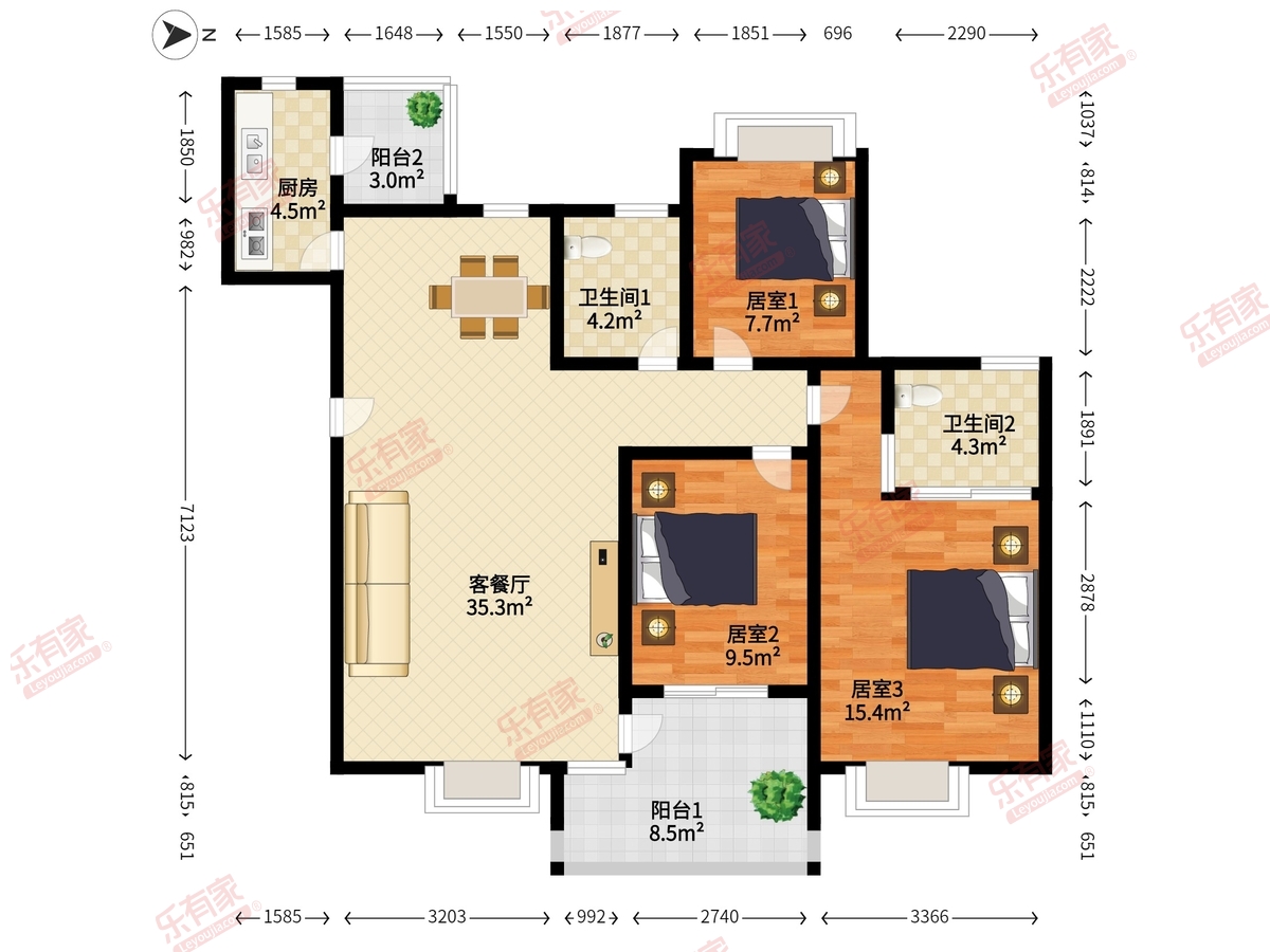 滨福庭园 3房2厅2卫 109.99㎡-中山滨福庭园租房