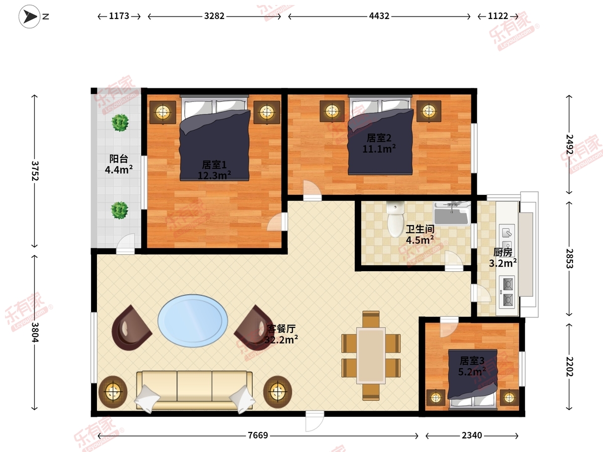 香蜜湖渡假村住宅楼南北精装2室1厅67.67m²