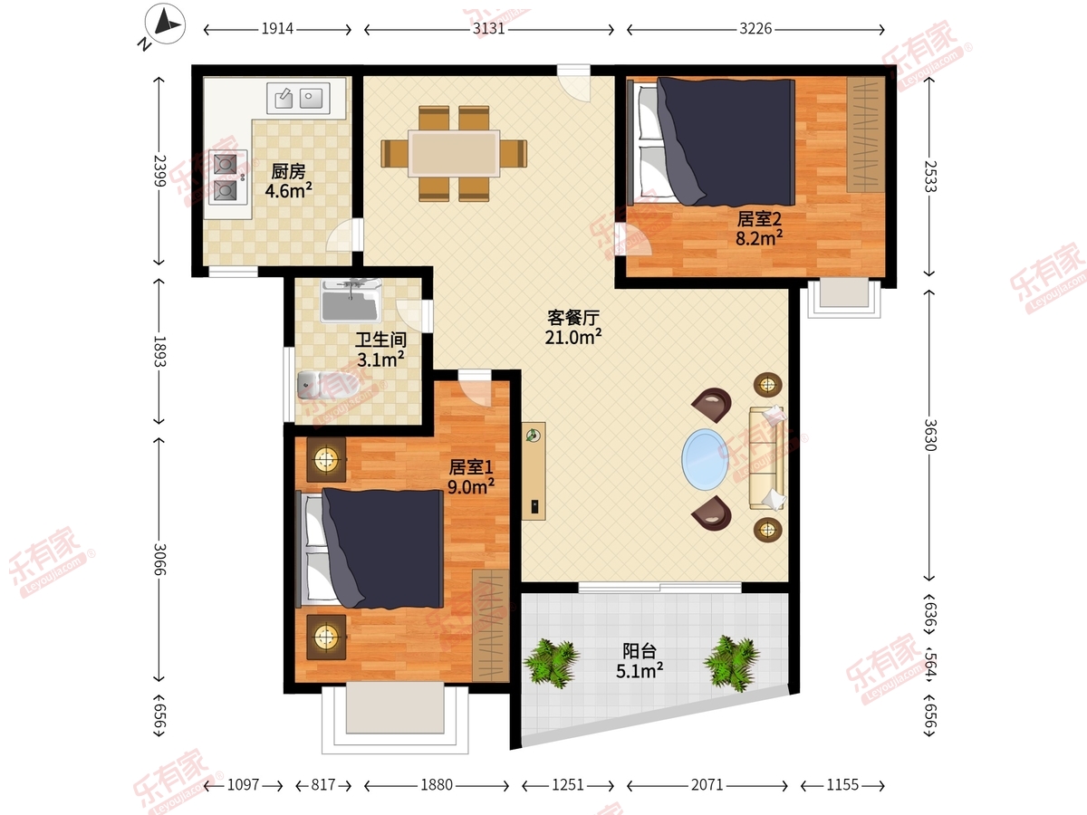 西海岸大厦南北精装70.28m²