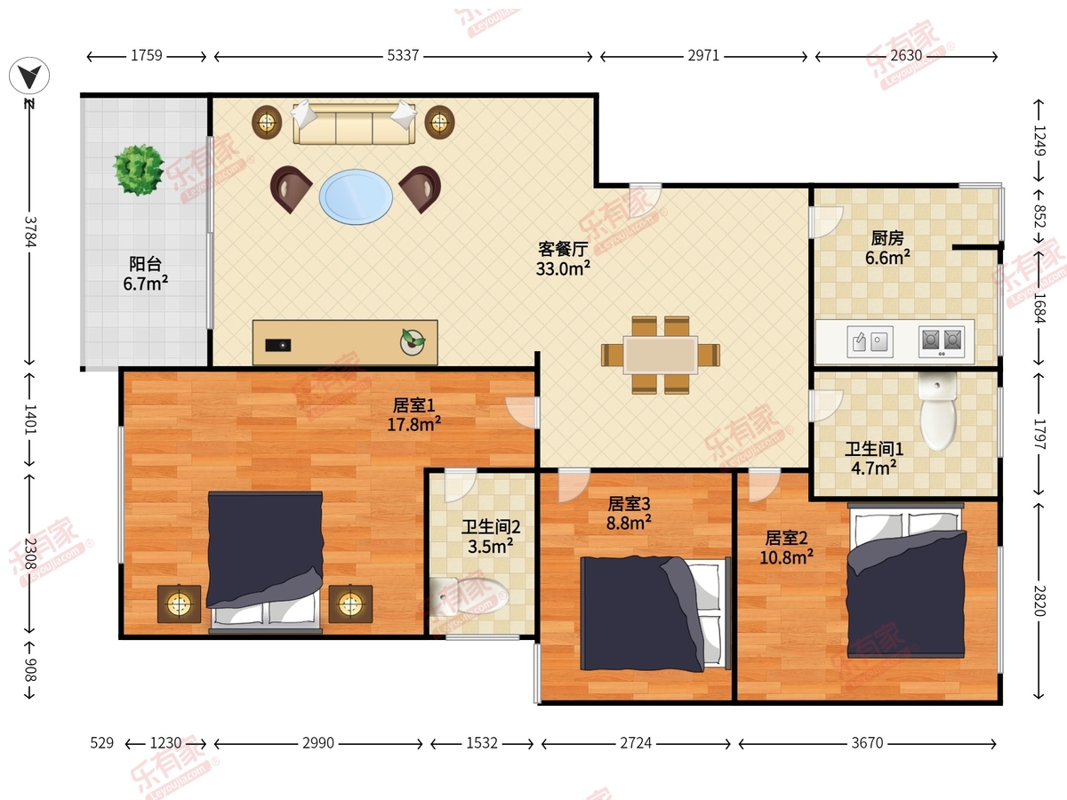 碧涛居 3房2厅2卫 105.83㎡-惠州碧涛居租房