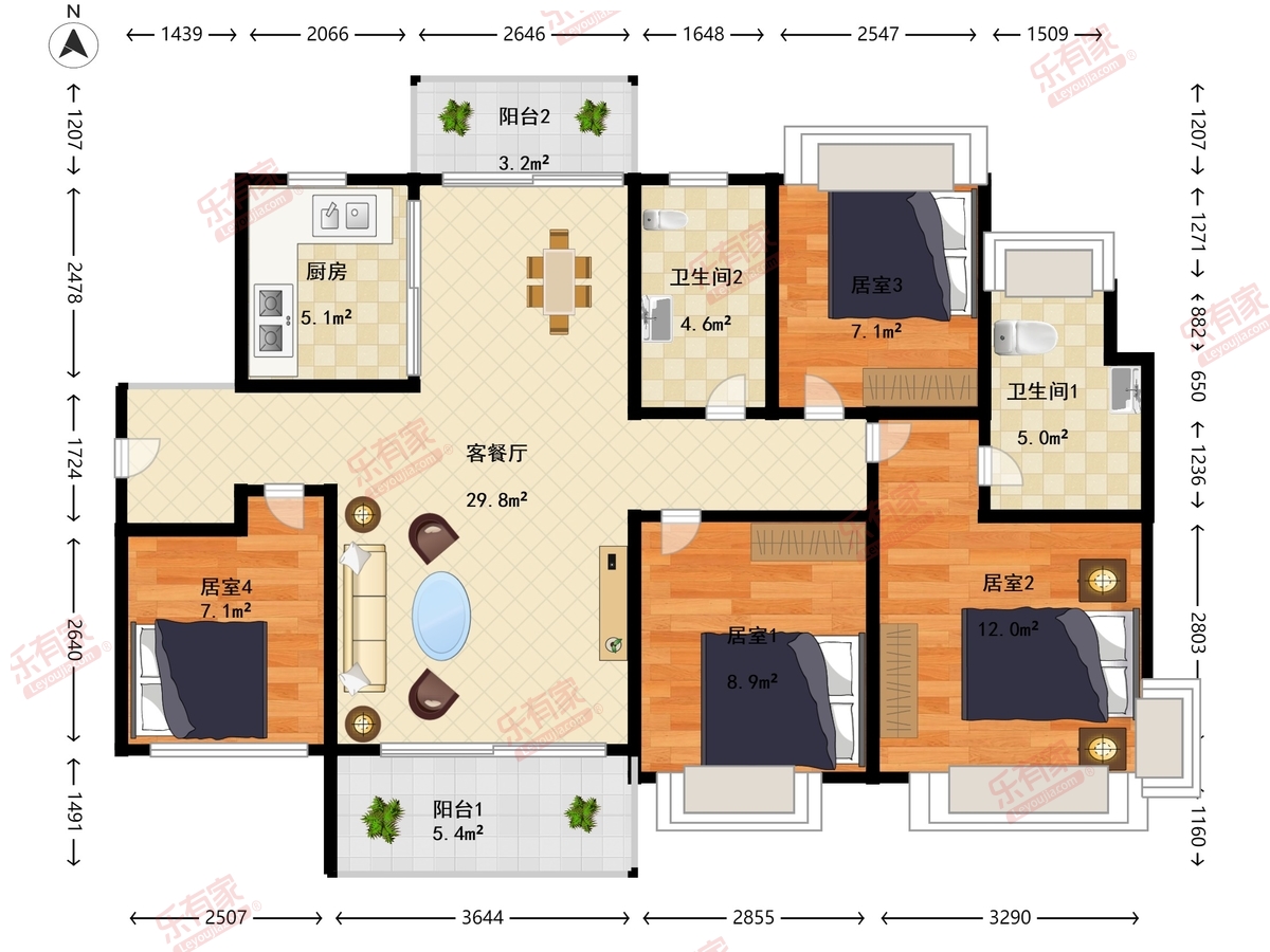 金科集美御峰 4室2厅2卫1厨2阳 95.0 南北