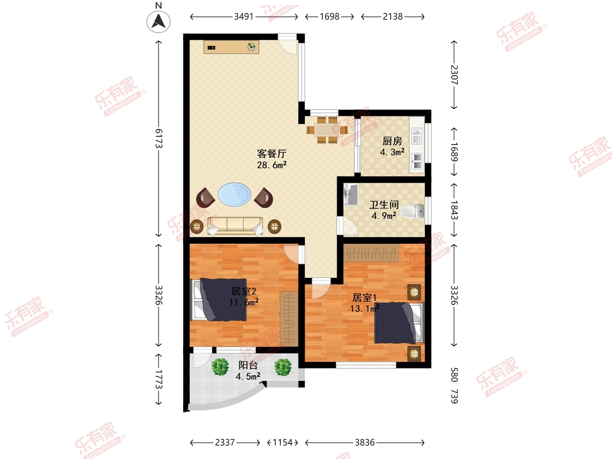 黄金台小区 2房2厅1卫 80㎡-惠州黄金台小区租房