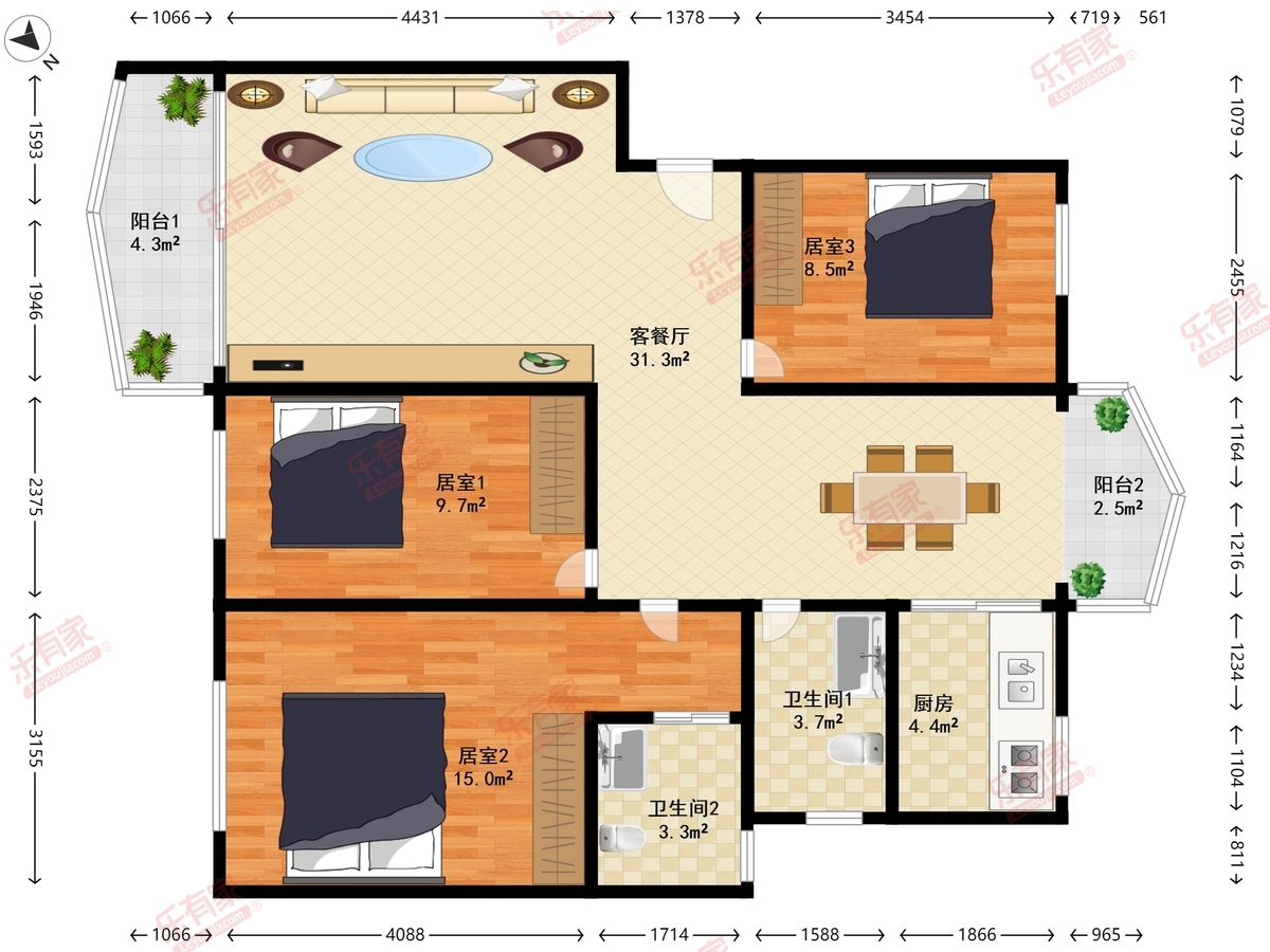 创业二村 3房2厅2卫 98㎡-中山创业二村租房