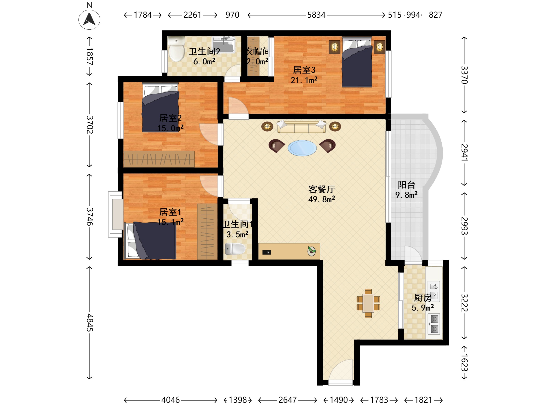 雅景苑东精装3室2厅147m²