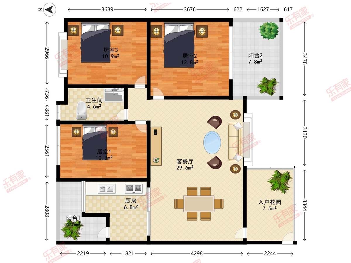 聚宝华府 3房2厅1卫 88㎡-深圳聚宝华府租房