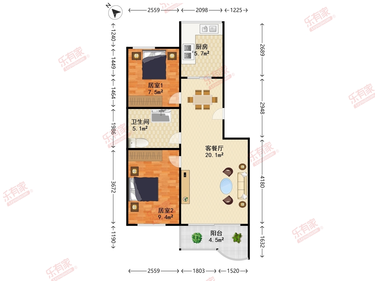华天花园 东南 精装 2室 2厅 63.2m² -深圳华天花园二手房