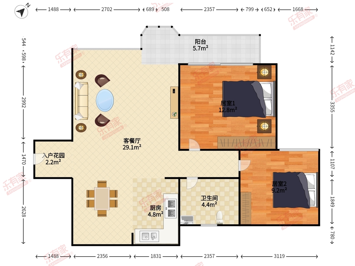 太子山庄二期 2房2厅1卫 85㎡-深圳太子山庄二期租房