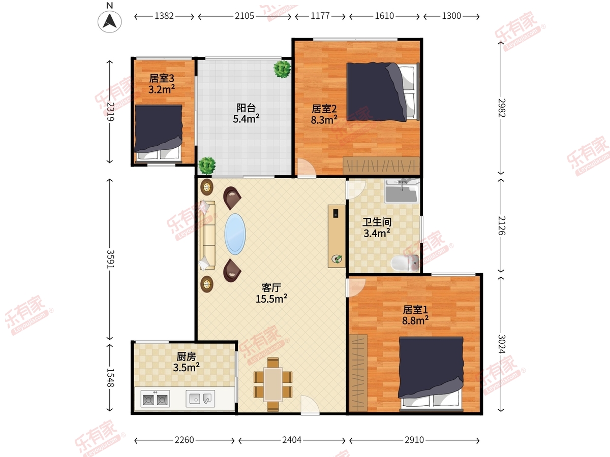 和畅嘉园 2房1厅1卫 60.42㎡-惠州和畅嘉园租房
