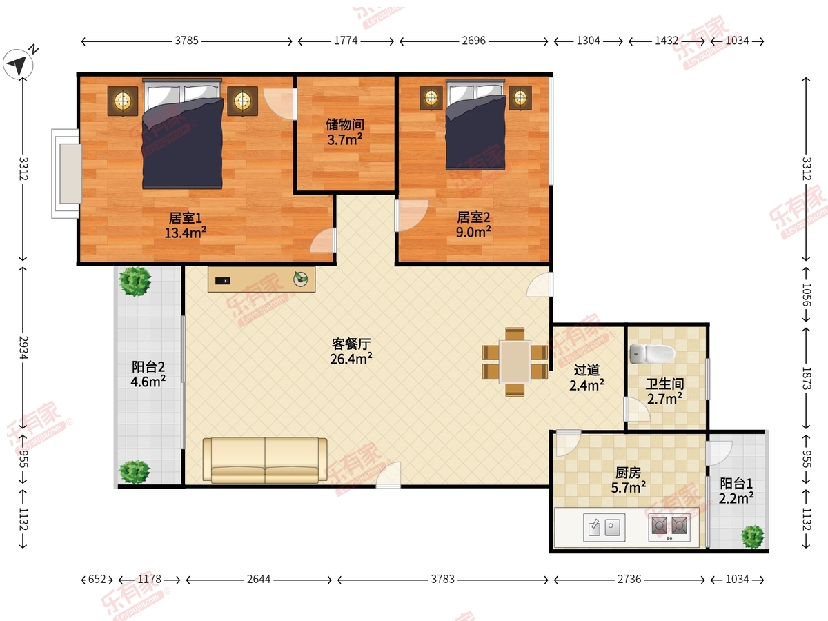 依山居 3房2厅1卫 98㎡-江门依山居租房