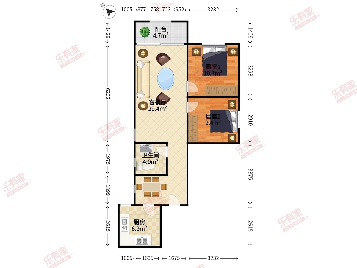 加拿大花园 2房2厅1卫 85.83㎡-广州加拿大花园租房
