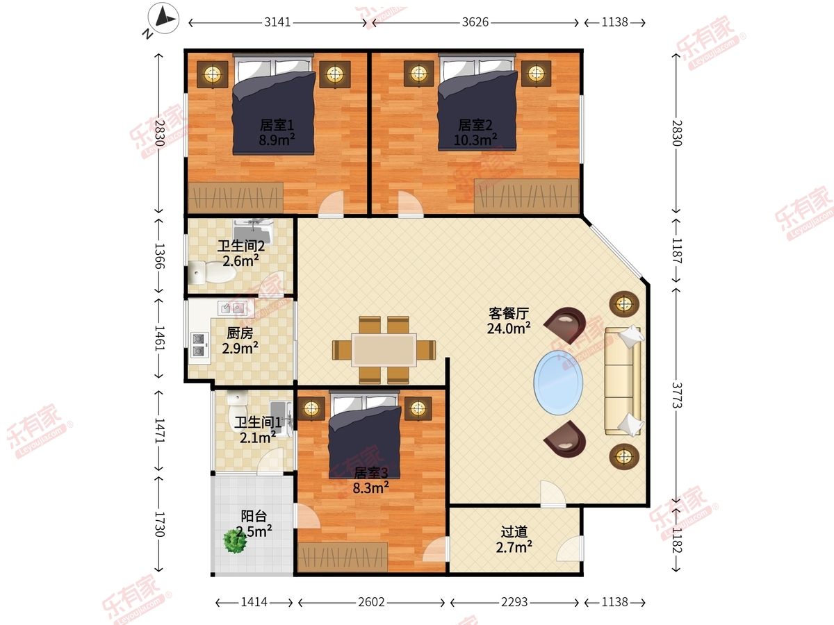 鹿丹铁路新村 3房2厅2卫 72.3㎡-东莞鹿丹铁路新村租房