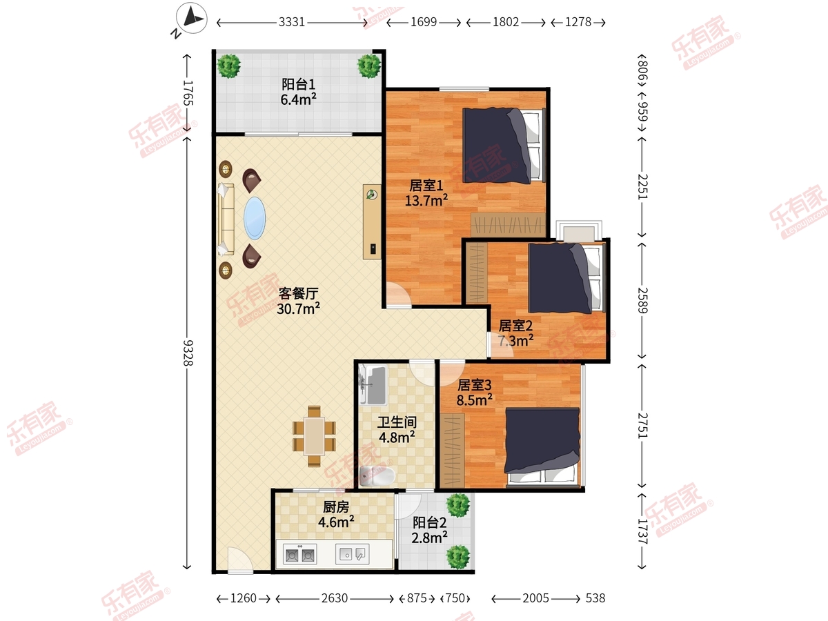 龙光棕榈水岸户型图