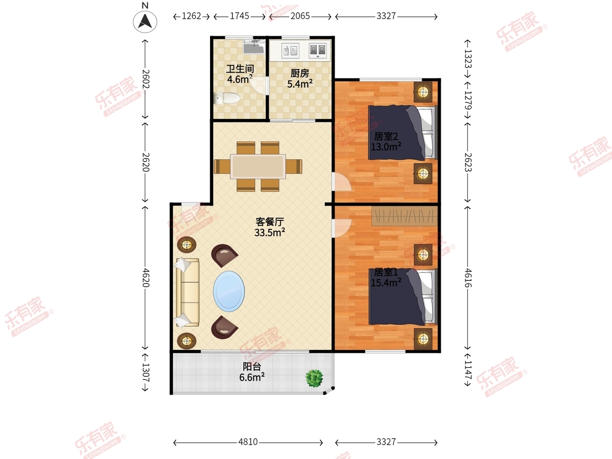 翠景花园一期 2房2厅1卫 92㎡