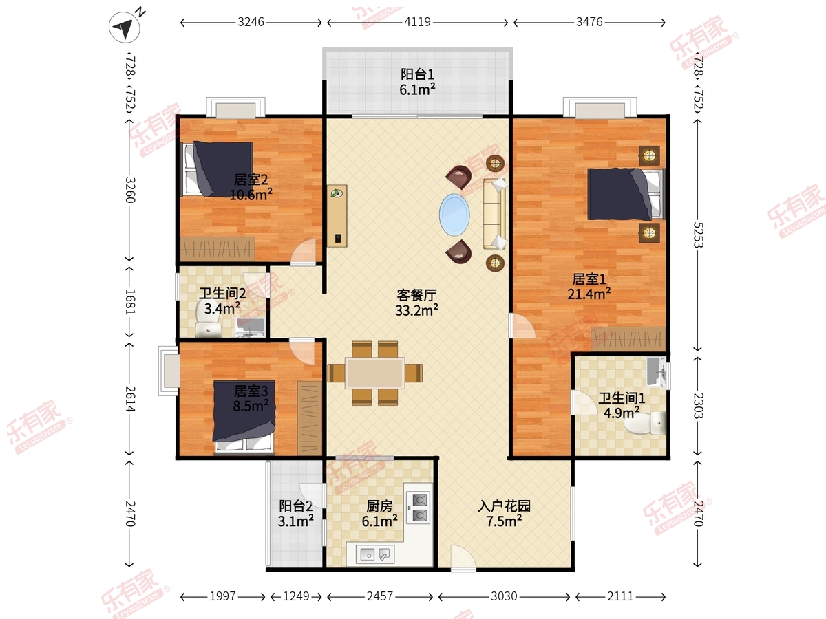 碧翠华庭 3房2厅2卫 127.56㎡-惠州碧翠华庭租房