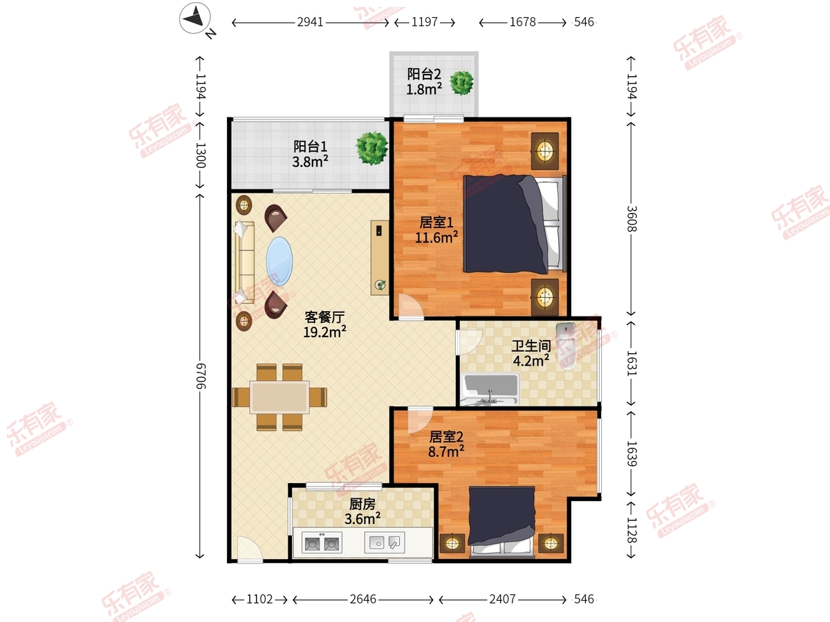 龙瑞佳园 2房2厅1卫 72.2㎡-惠州龙瑞佳园租房