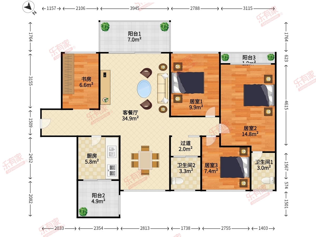 澳城花园北区（1618） 4房2厅2卫 88.12㎡-中山澳城花园北区（1618）租房