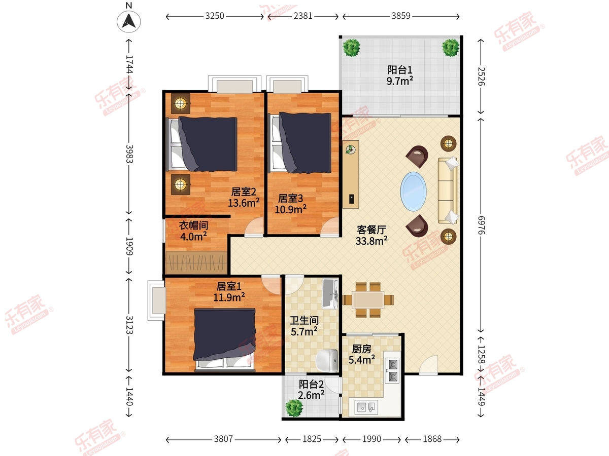 裕丰园 4房2厅2卫 124.4㎡-中山裕丰园二手房