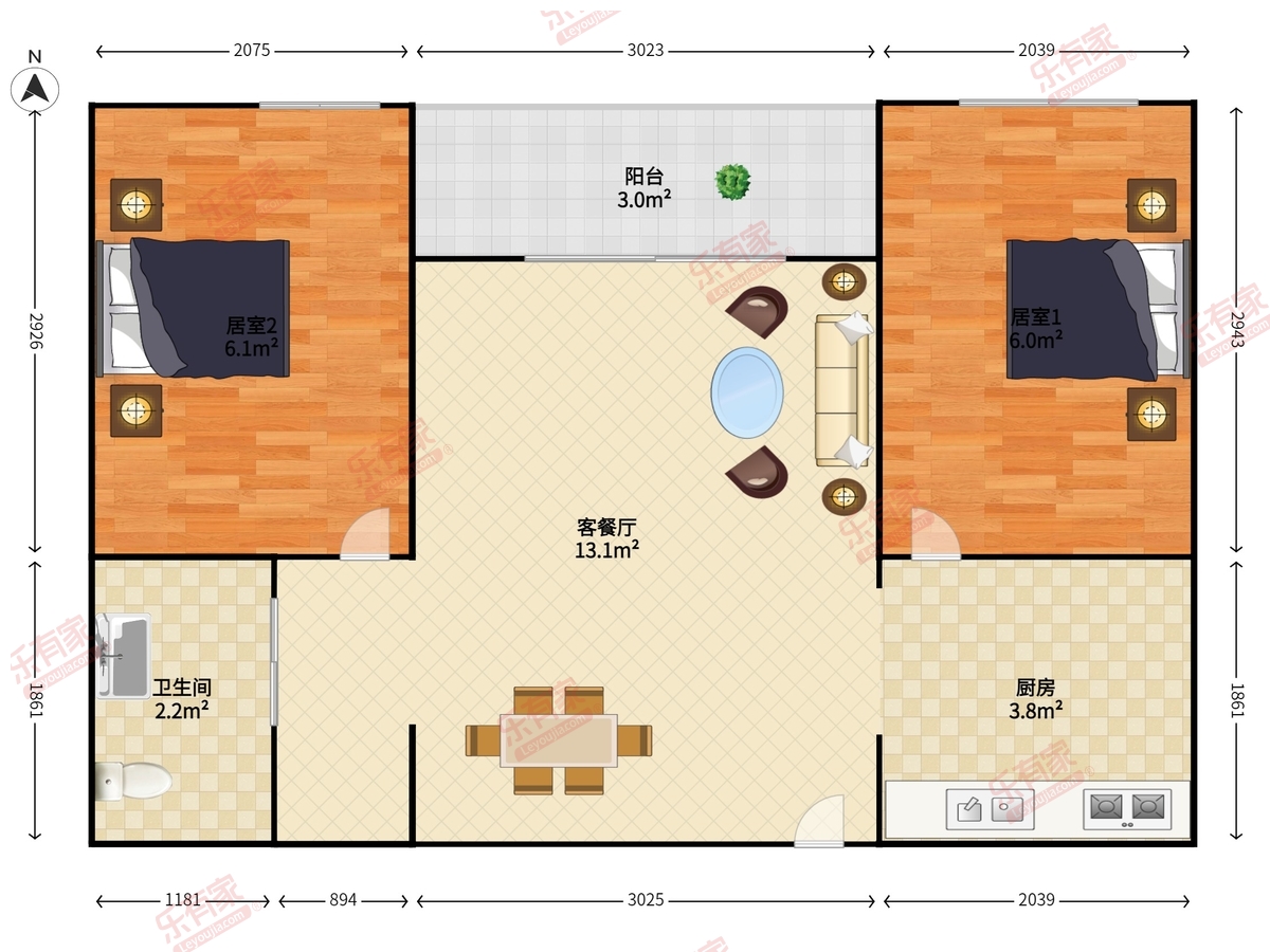 杏林雅苑 3房2厅2卫 105.24㎡