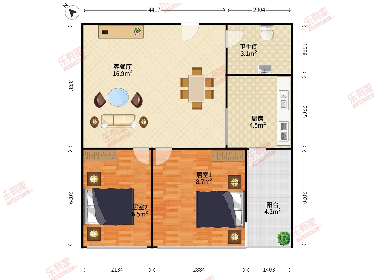 白金假日公寓户型图