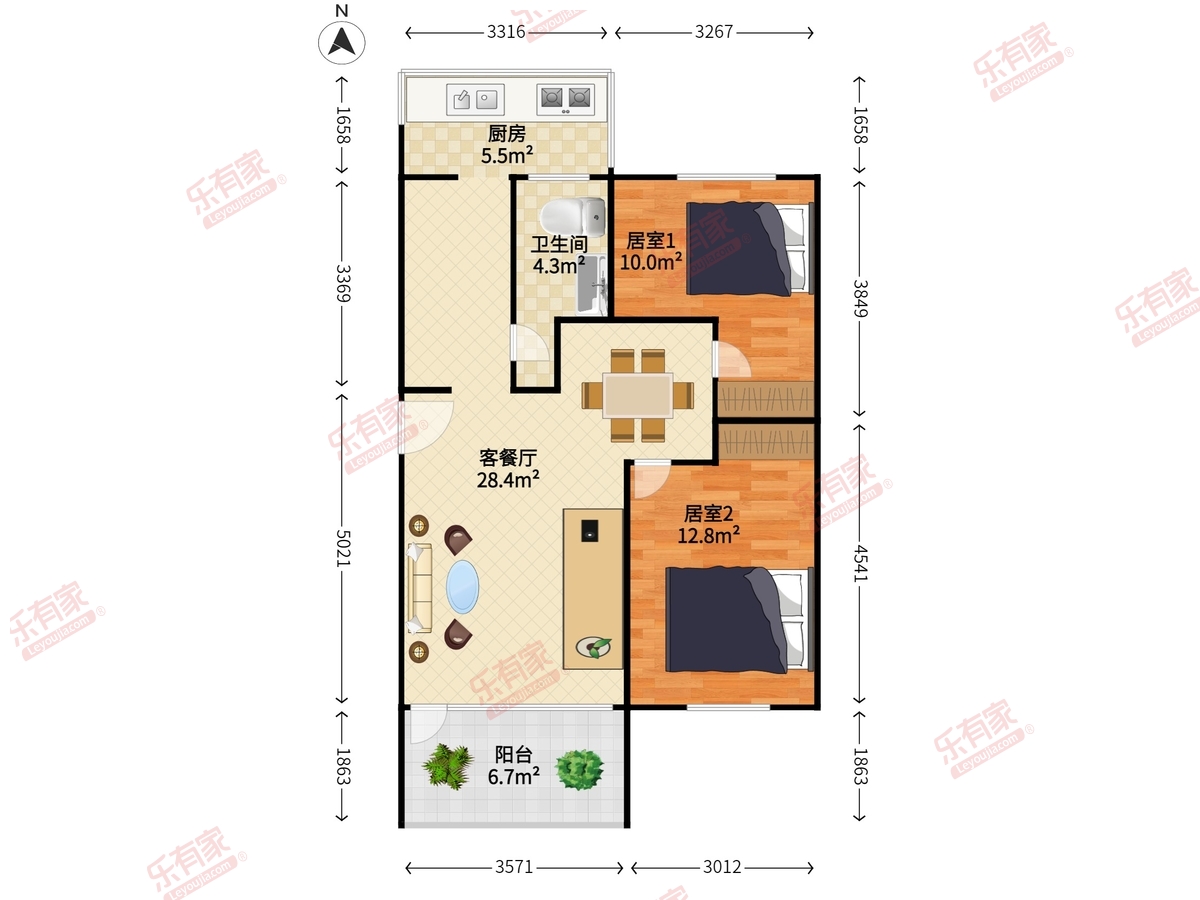 化工大院 2房2厅1卫 74㎡-中山化工大院租房