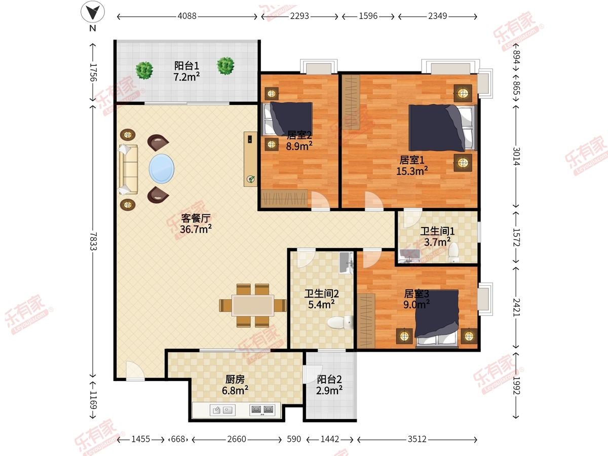 新鸿花园(俪景鸿都)户型图