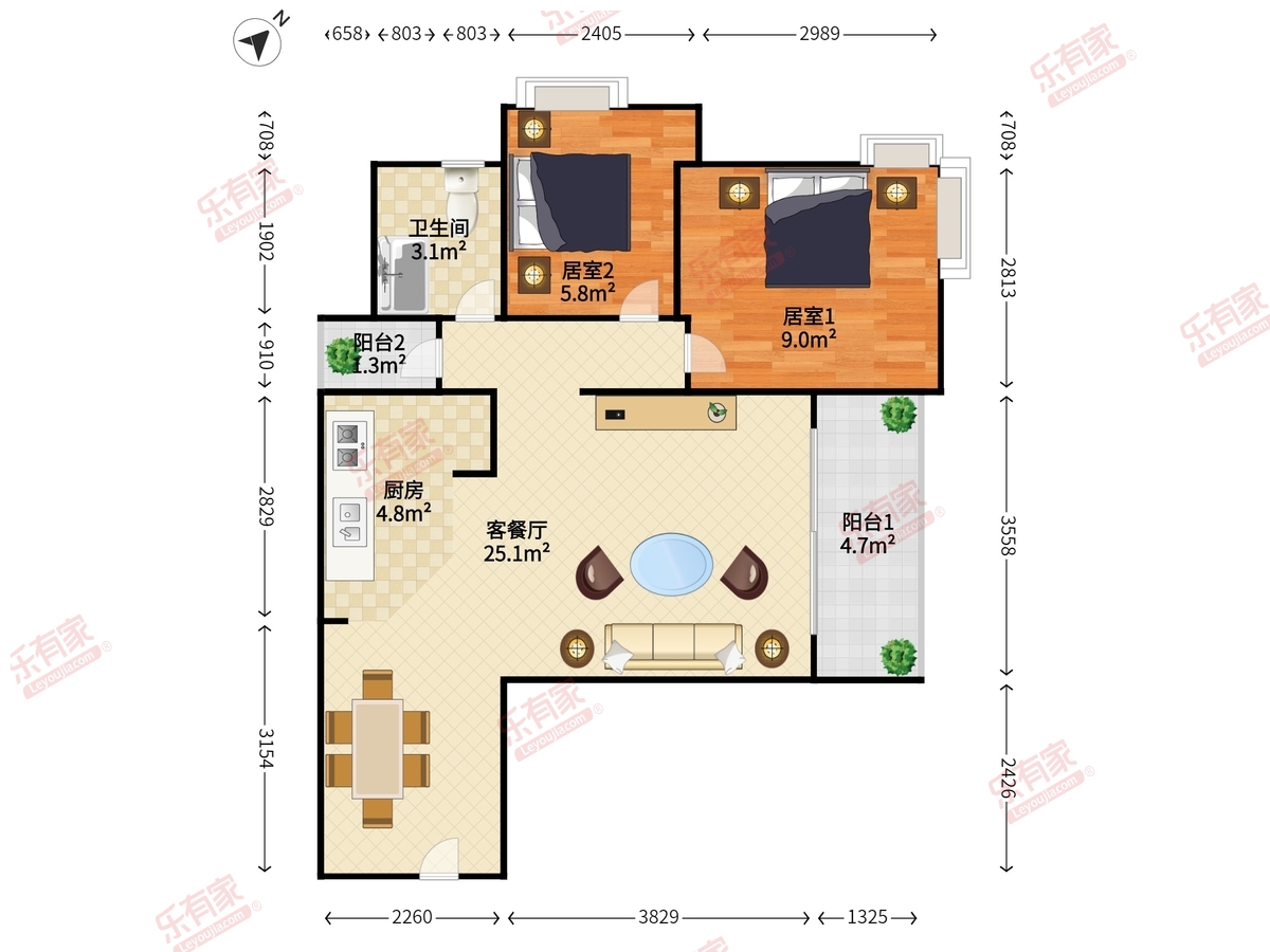 朗晴馨洲 2房2厅1卫 64.48㎡-深圳朗晴馨洲租房