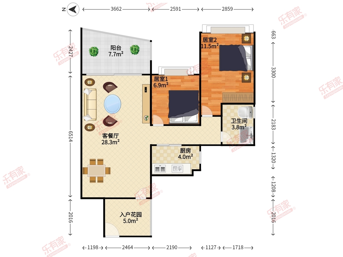 叠翠园 2房2厅1卫 90㎡-深圳叠翠园租房