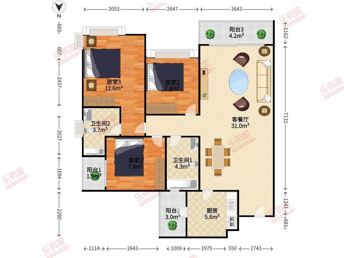 棕榈彩虹花园（一二期）户型图