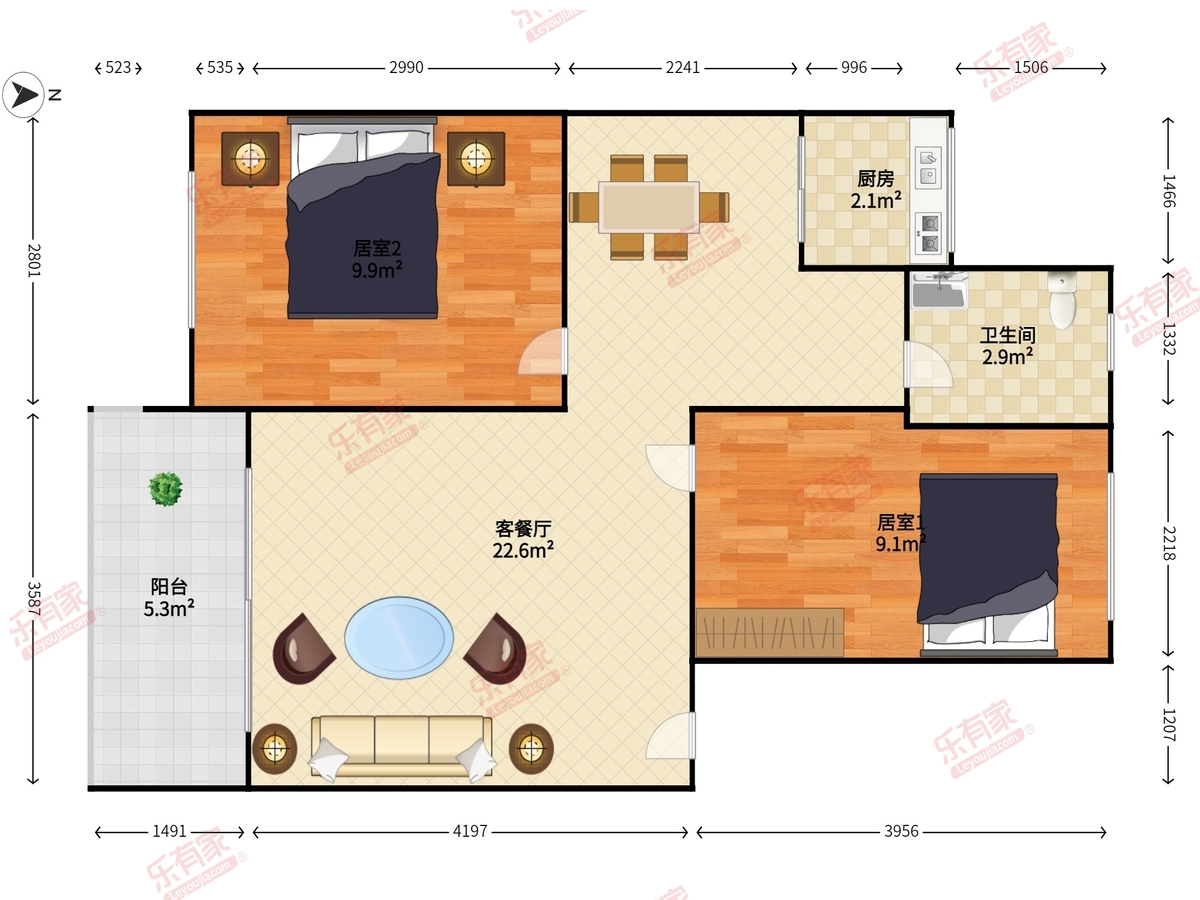 中港城 3房2厅1卫 78㎡